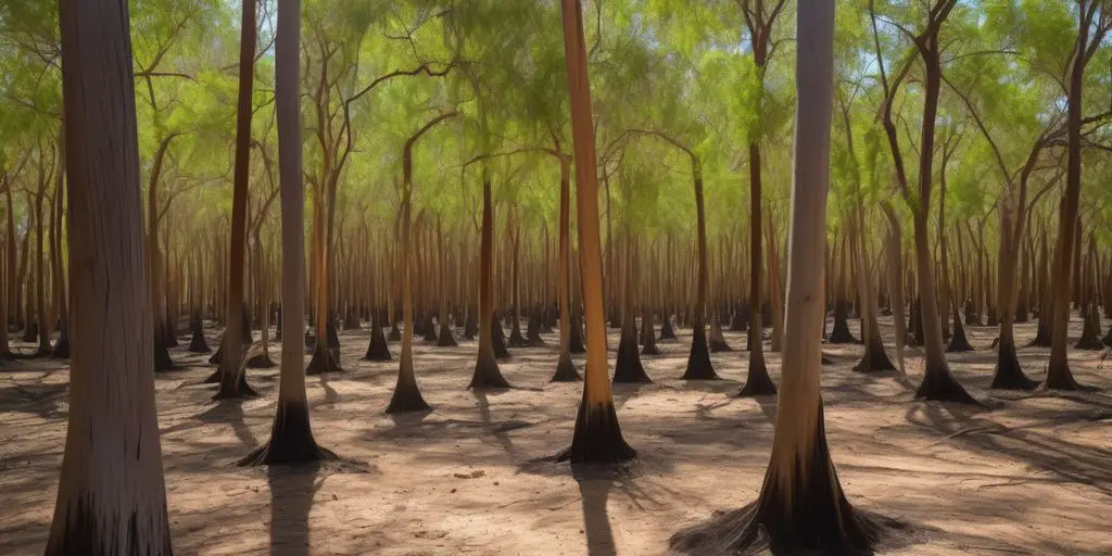 Palo Santo trees in a serene forest, sustainable harvesting