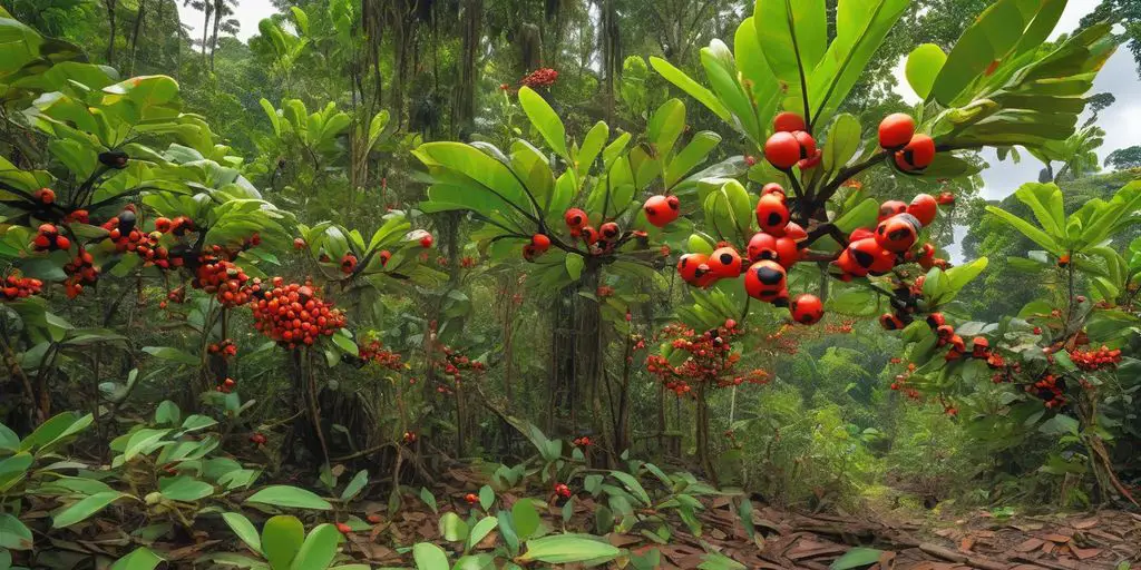 Guarana plant in Brazilian Amazon rainforest