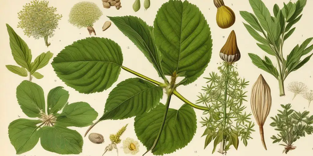 Matico plant Piper aduncum healing herbs botanical illustration South America